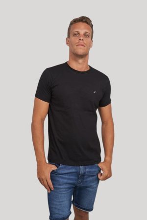 Remera de algodón negra Front Tag