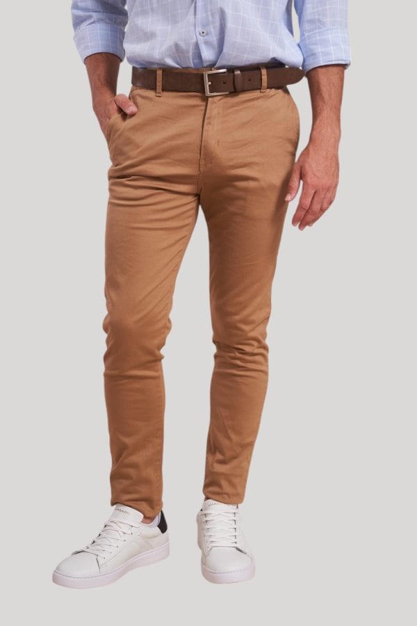 Pantalon Beige Pantalon Chino Hombre Marron Corte Chino Hombre