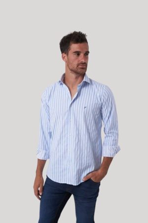 Camisa celeste a rayas Denzel