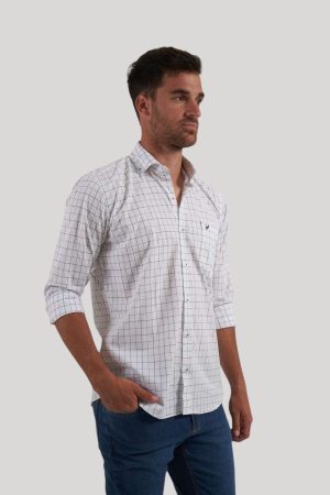 Camisa cuadro blanco verde y azul Tony