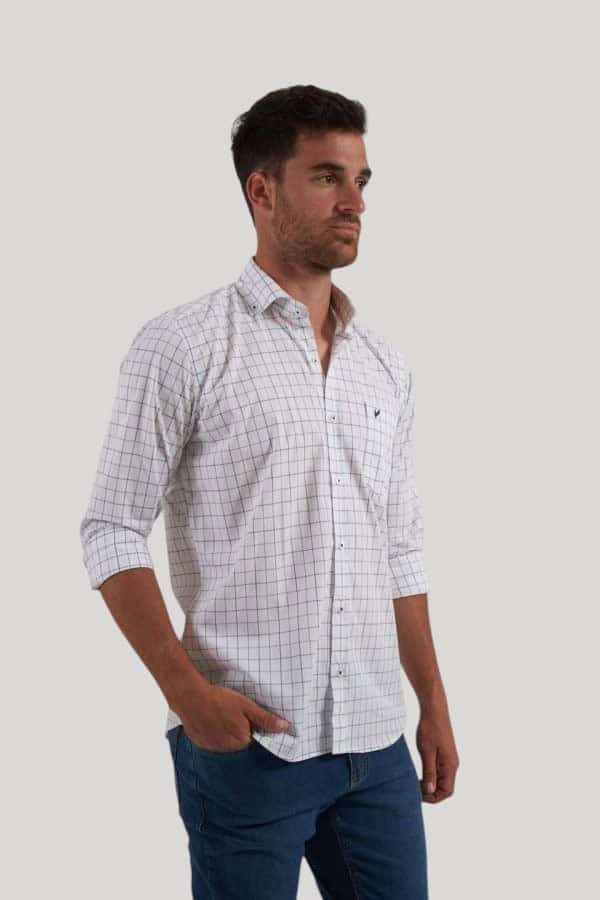 Camisa cuadro blanco verde y azul Tony