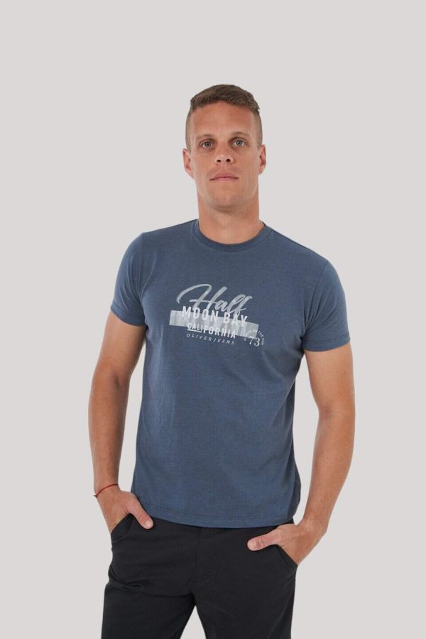 Remera color azulino melange