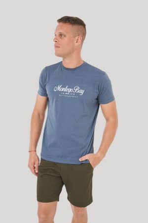 Remera estampada azul melange