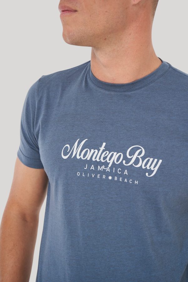 Remera estampada azul melange