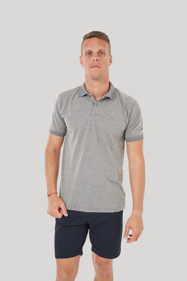 Chomba gris oscuro cuello jacquard Jasper