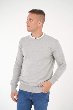 Sweater cuello redondo gris Roly