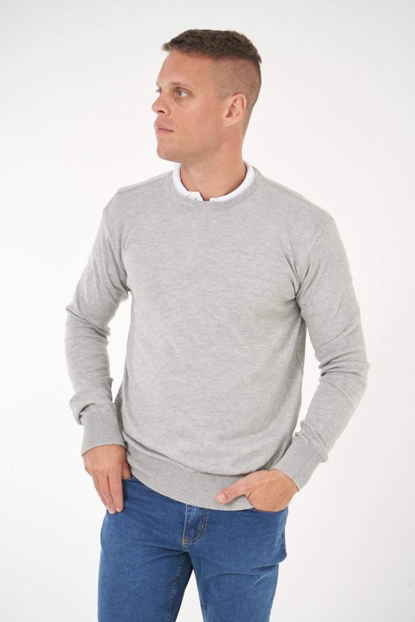 Sweater cuello redondo gris Roly