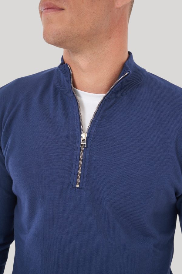 Sweater medio cierre azul marino Stain
