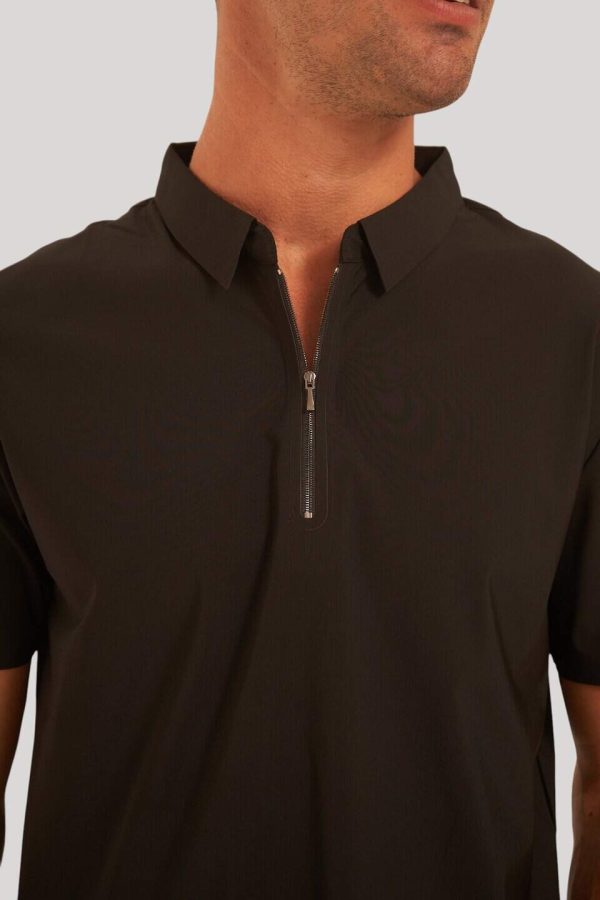 Chomba tela deportiva negra Zipper