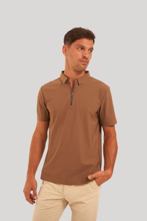 Chomba tela deportiva marrón Zipper