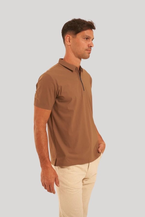 Chomba tela deportiva marrón Zipper