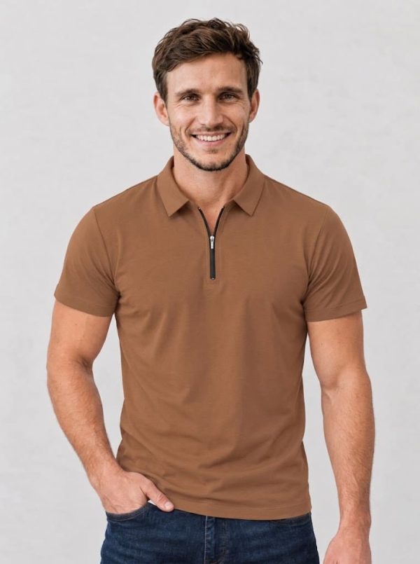 Chomba tela deportiva marrón Zipper