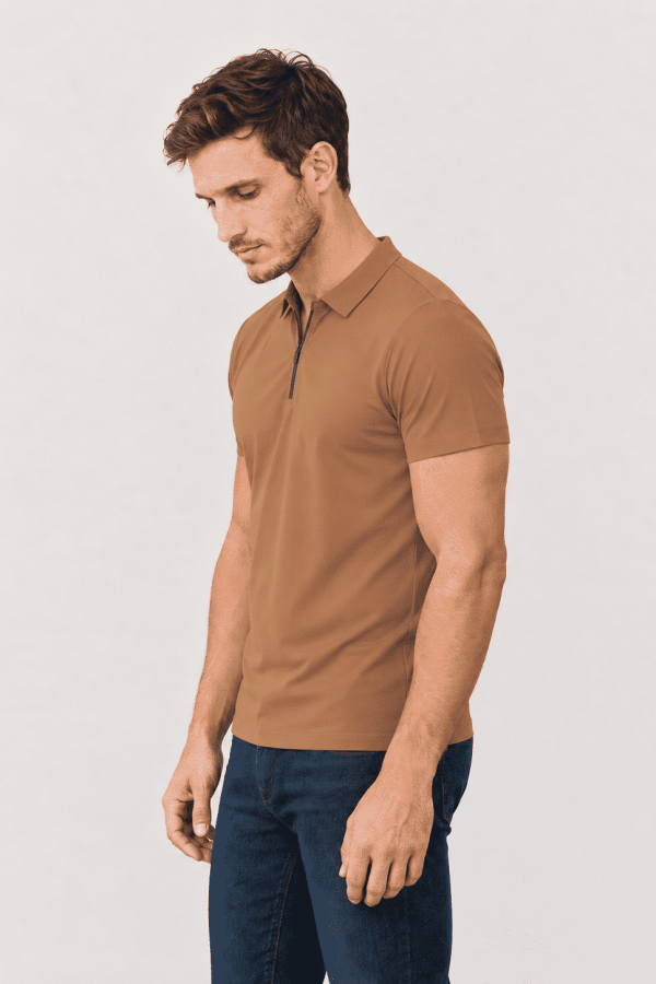Chomba tela deportiva marrón Zipper