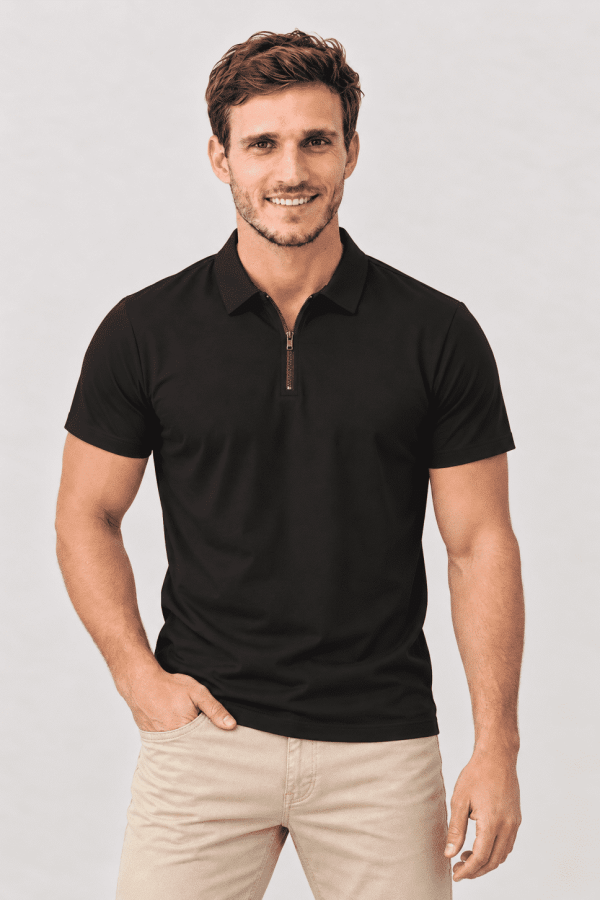 Chomba tela deportiva negra Zipper