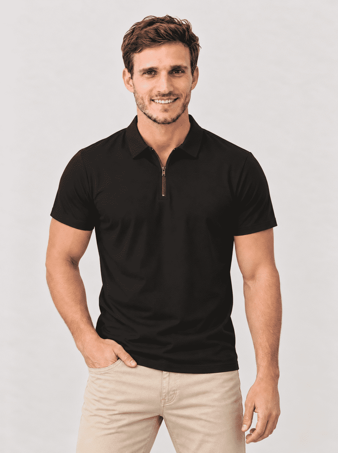 Chomba tela deportiva negra Zipper