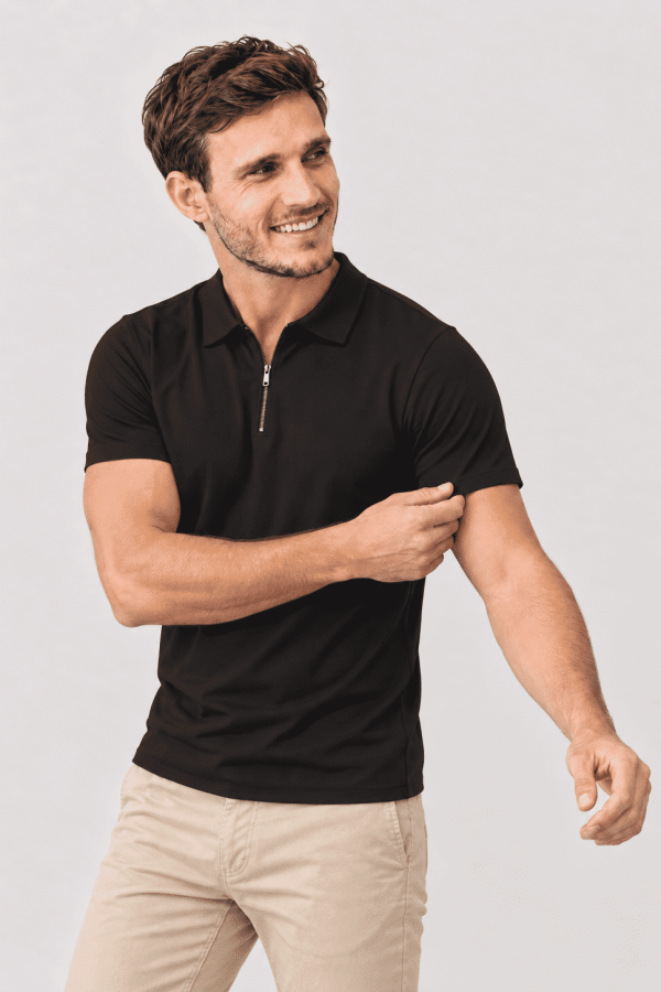 Chomba tela deportiva negra Zipper