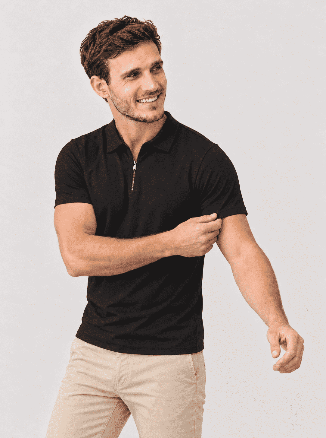Chomba tela deportiva negra Zipper