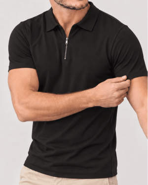 Chomba tela deportiva negra Zipper