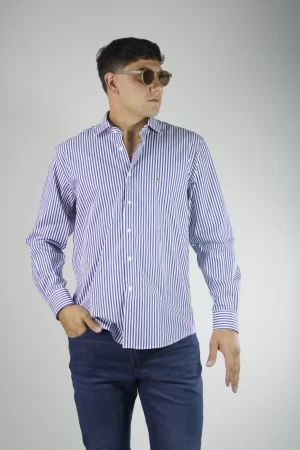 Camisa rayada azul y blanco