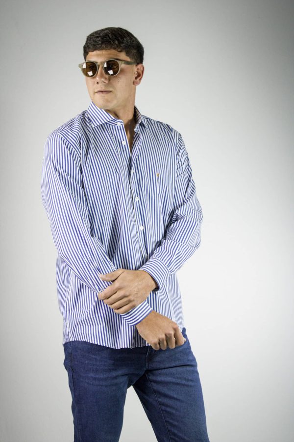 Camisa rayada azul y blanco