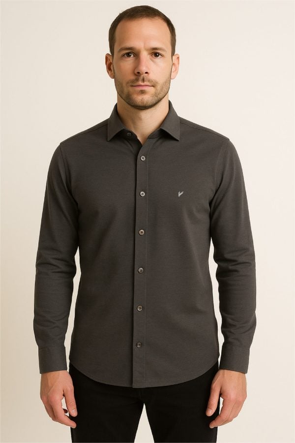 Camisa corte clasico gris Jason