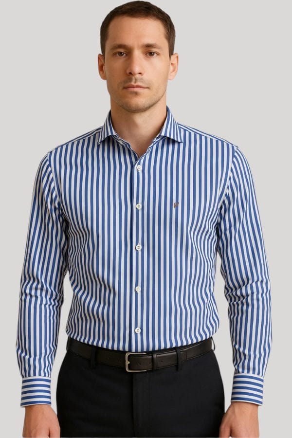 Camisa rayada azul y blanco