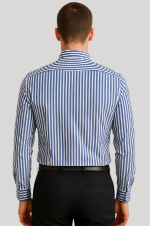 Camisa de vestir rayada azul y blanco