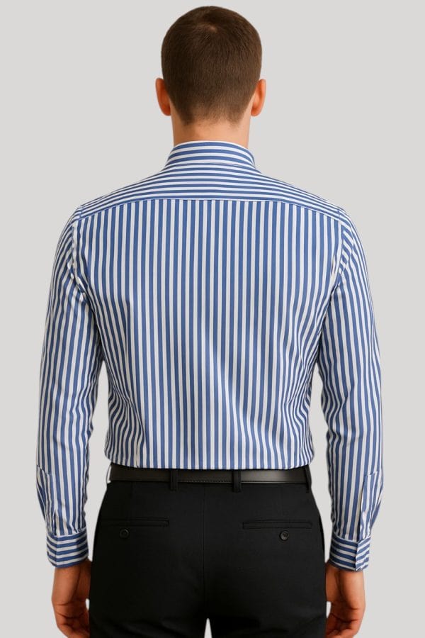 Camisa rayada azul y blanco