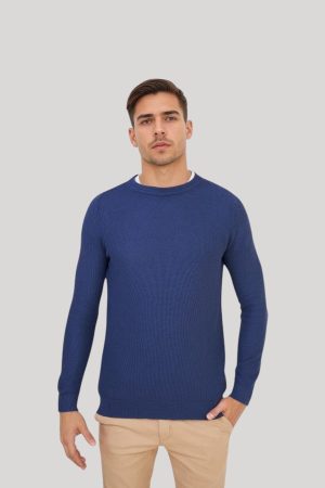 Sweater azul cuello redondo Baker