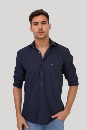Camisa de vestir color azul marino Jason