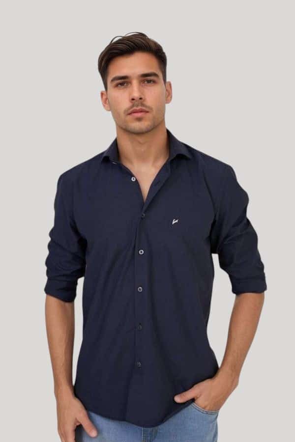 Camisa azul marino regular fit