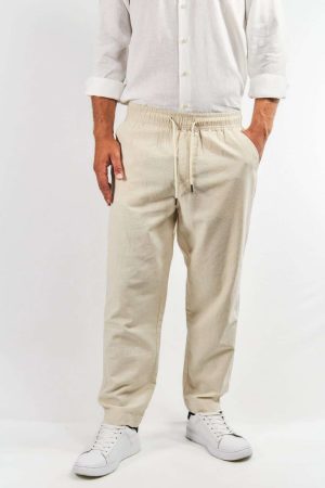 Pantalón de lino beige