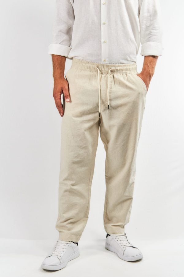 Pantalón de lino beige
