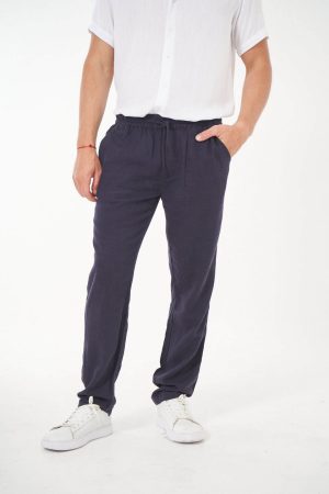 Pantalón de lino marino