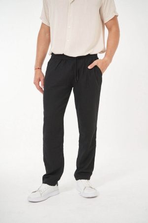 Pantalón de lino negro Jogger