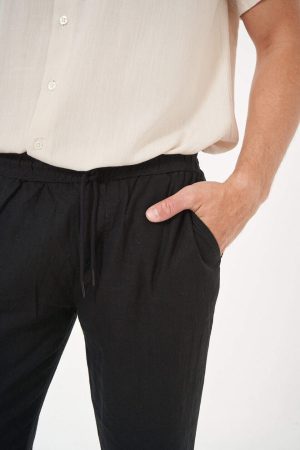 Pantalón de lino negro Jogger