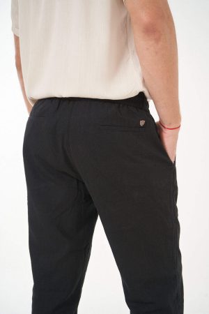 Pantalón de lino negro Jogger