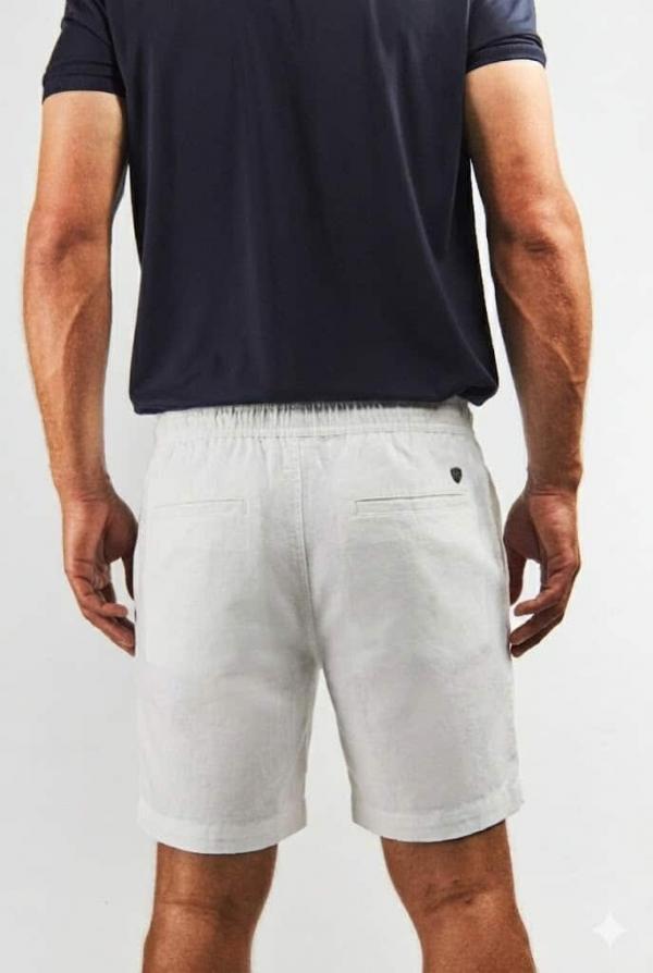 Bermuda blanca de lino y algodón