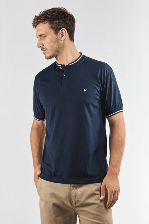 Chomba cuello mao marino jersey