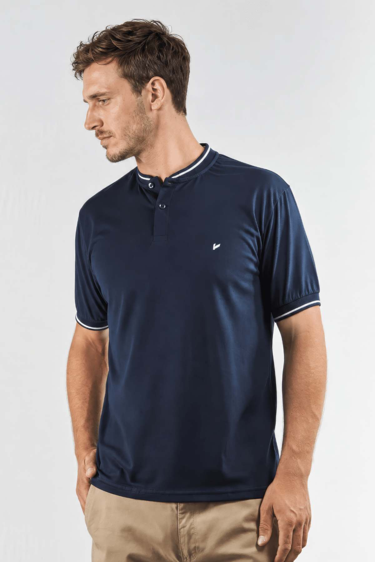 Chomba cuello mao marino jersey
