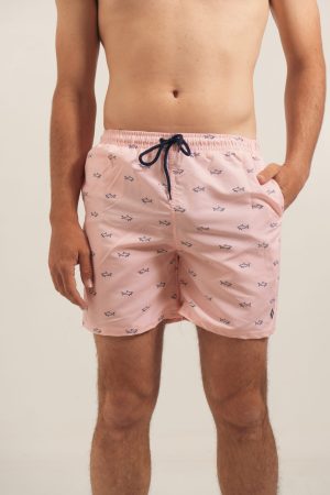Short de baño rosa estampado