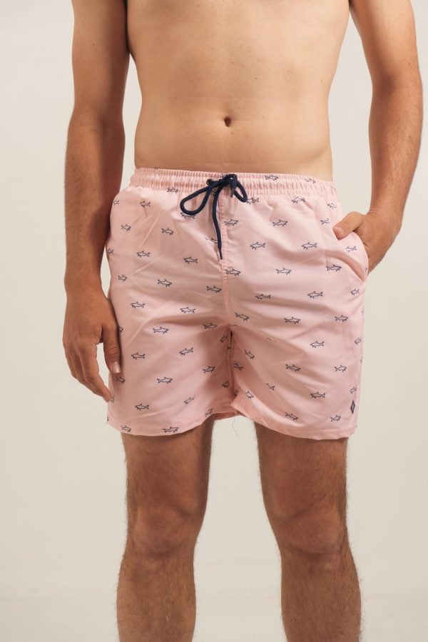 Short de baño rosa estampado