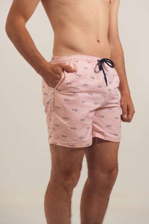 Short de baño rosa estampado