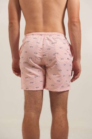 Short de baño rosa estampado