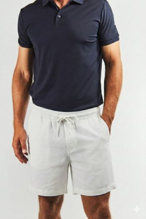 Bermuda blanca de lino y algodón