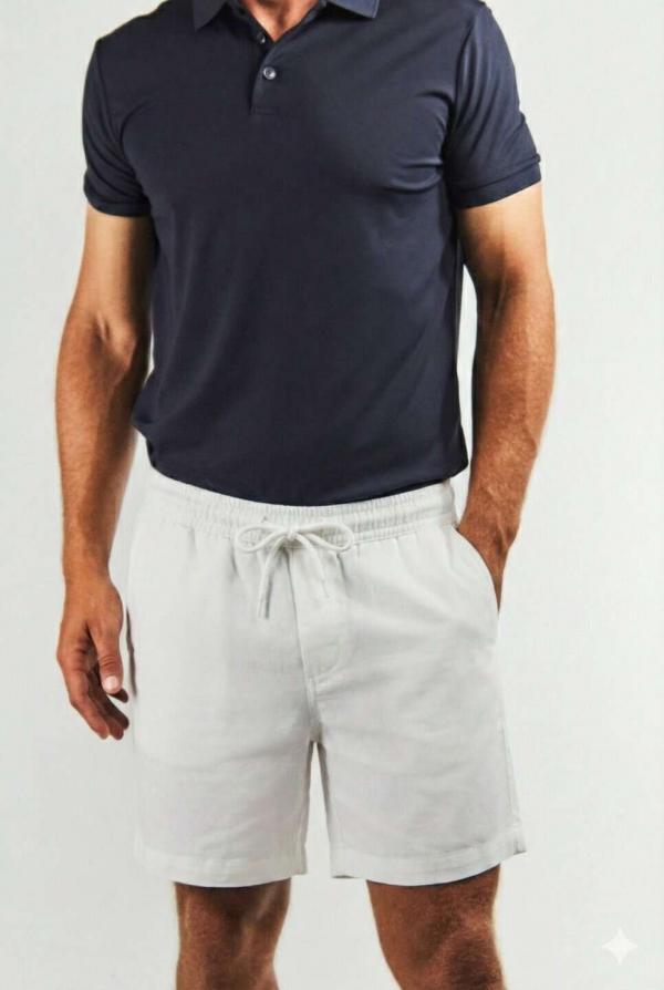 Bermuda blanca de lino y algodón