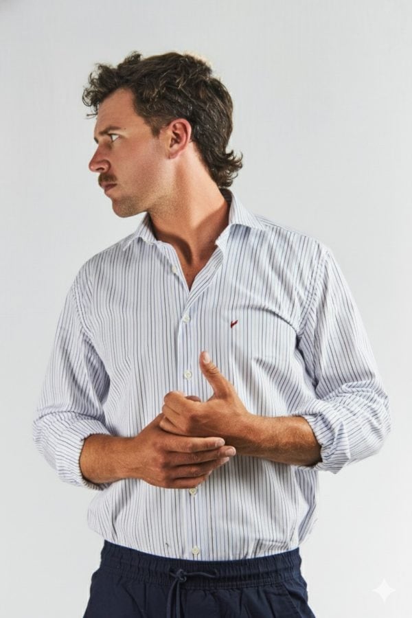 Camisa de lino y algodón para hombre