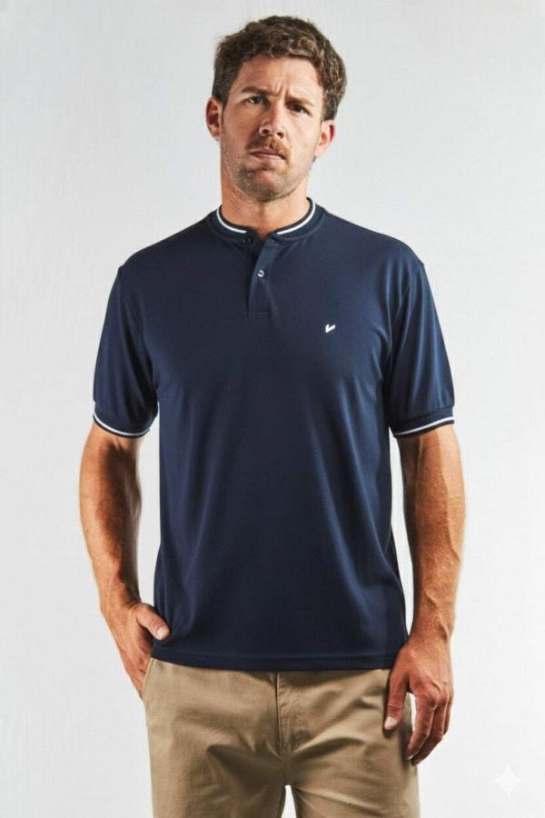 Chomba cuello mao marino jersey