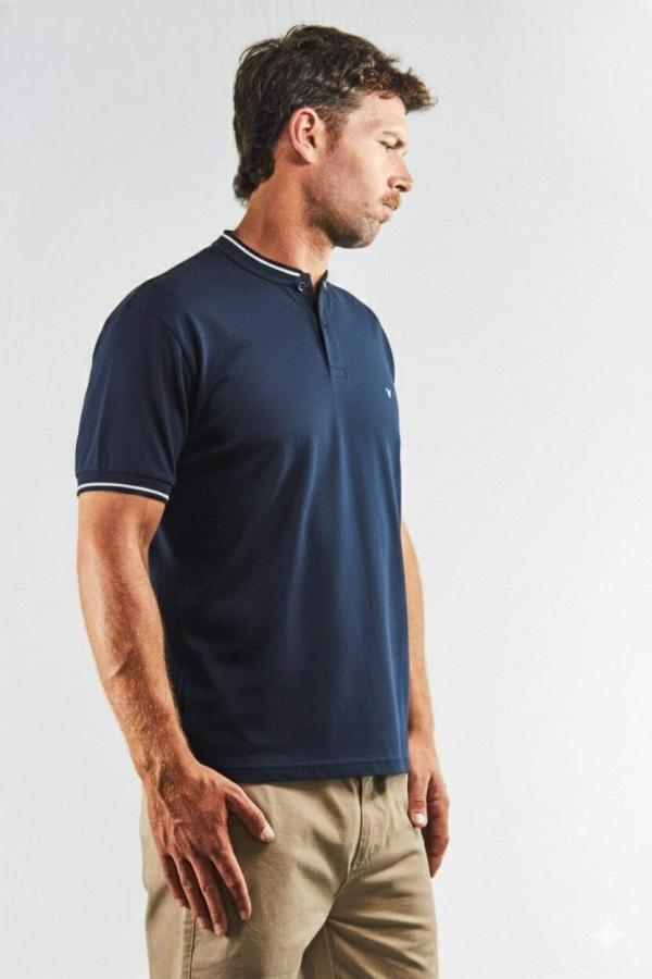 Chomba cuello mao marino jersey