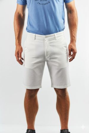 Bermuda de lino y algodón tipo chino blanca